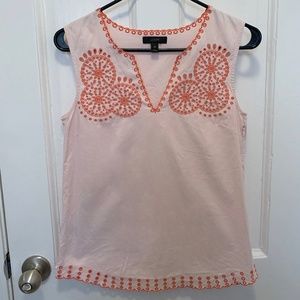 J. Crew Embroidered Sleeveless Blouse